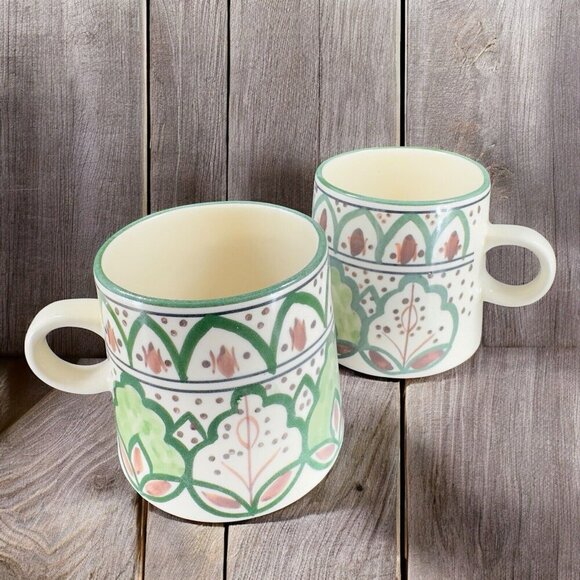 Botanical Bliss Stoneware Mug Cup Set 2 Ceramic Porcelain Coffee Mug Cup Set - Picture 3 of 15